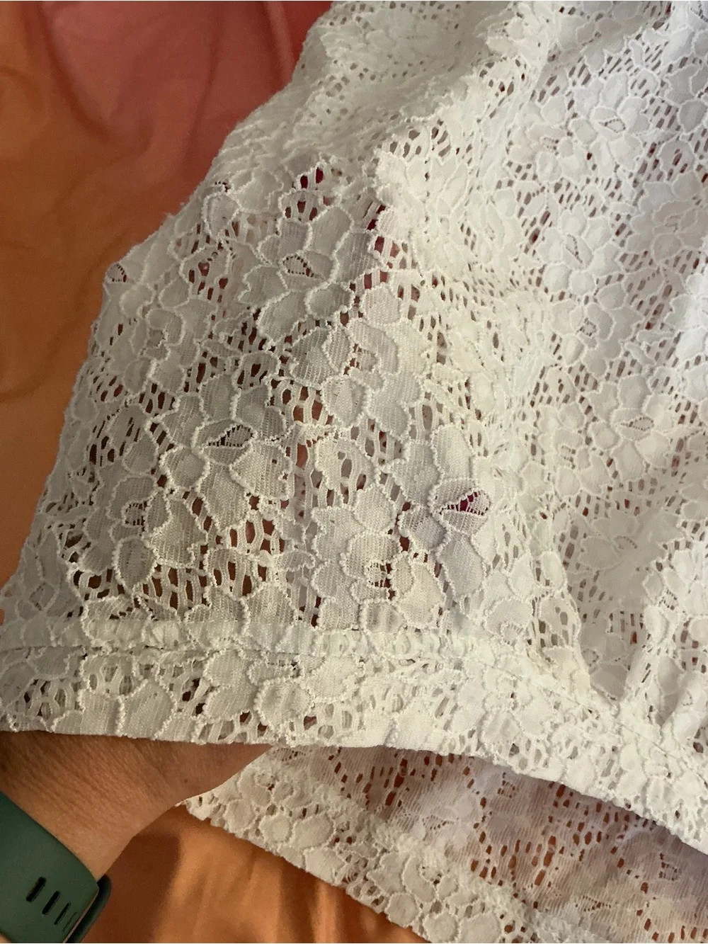 White Lace Eyelet V-Neck Short Sleeve Cover Up Top - T3 or US 8/10